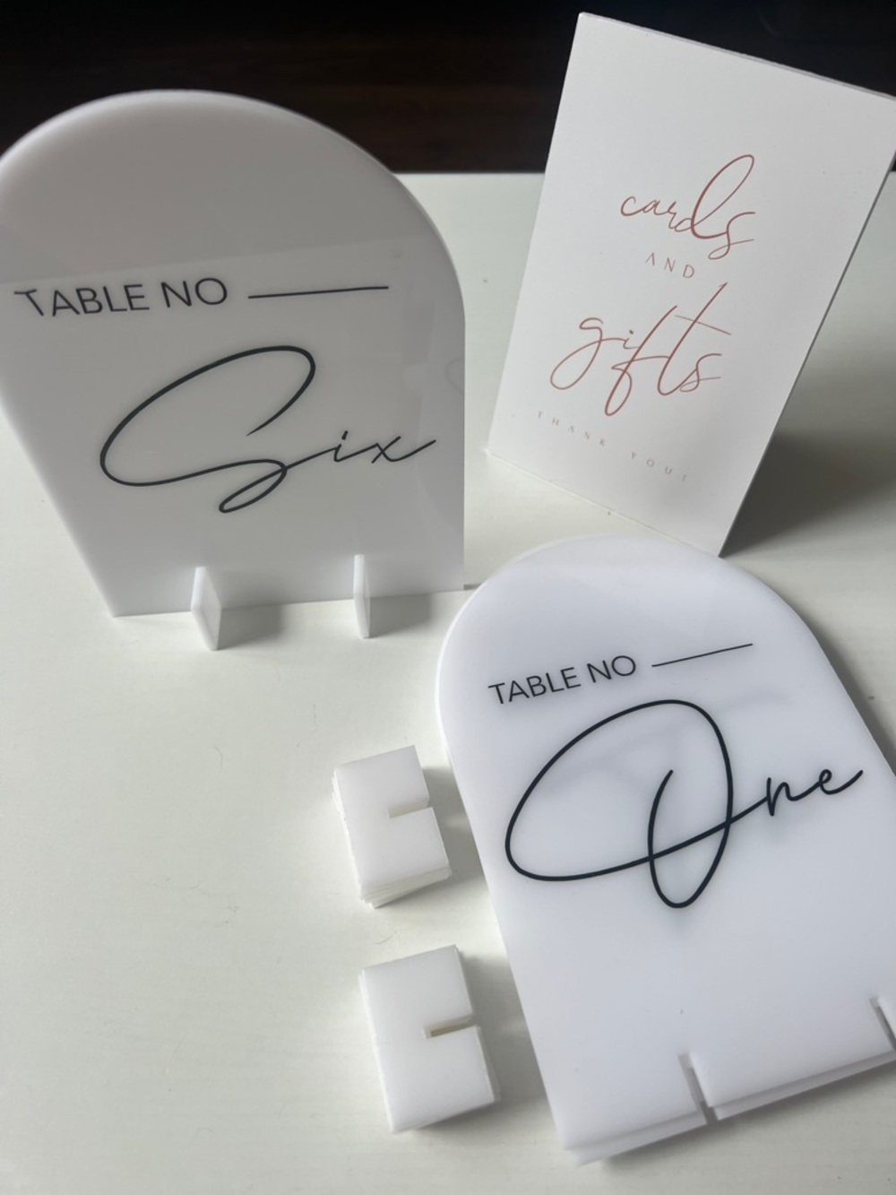 Elegant White Acrylic Table Number Signs - Set